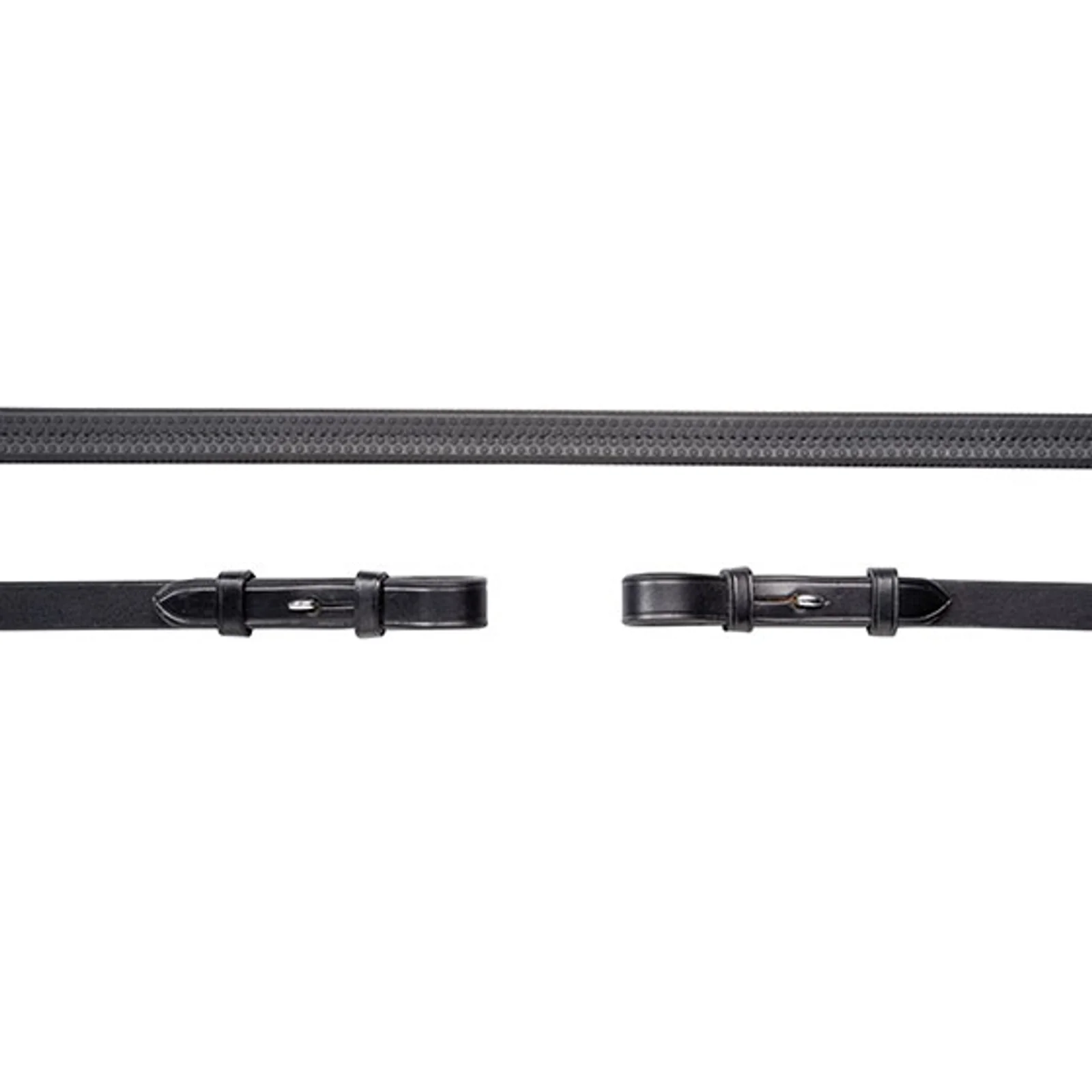 Rubber reins, hook & stud, Reins Basic Black/Silver P