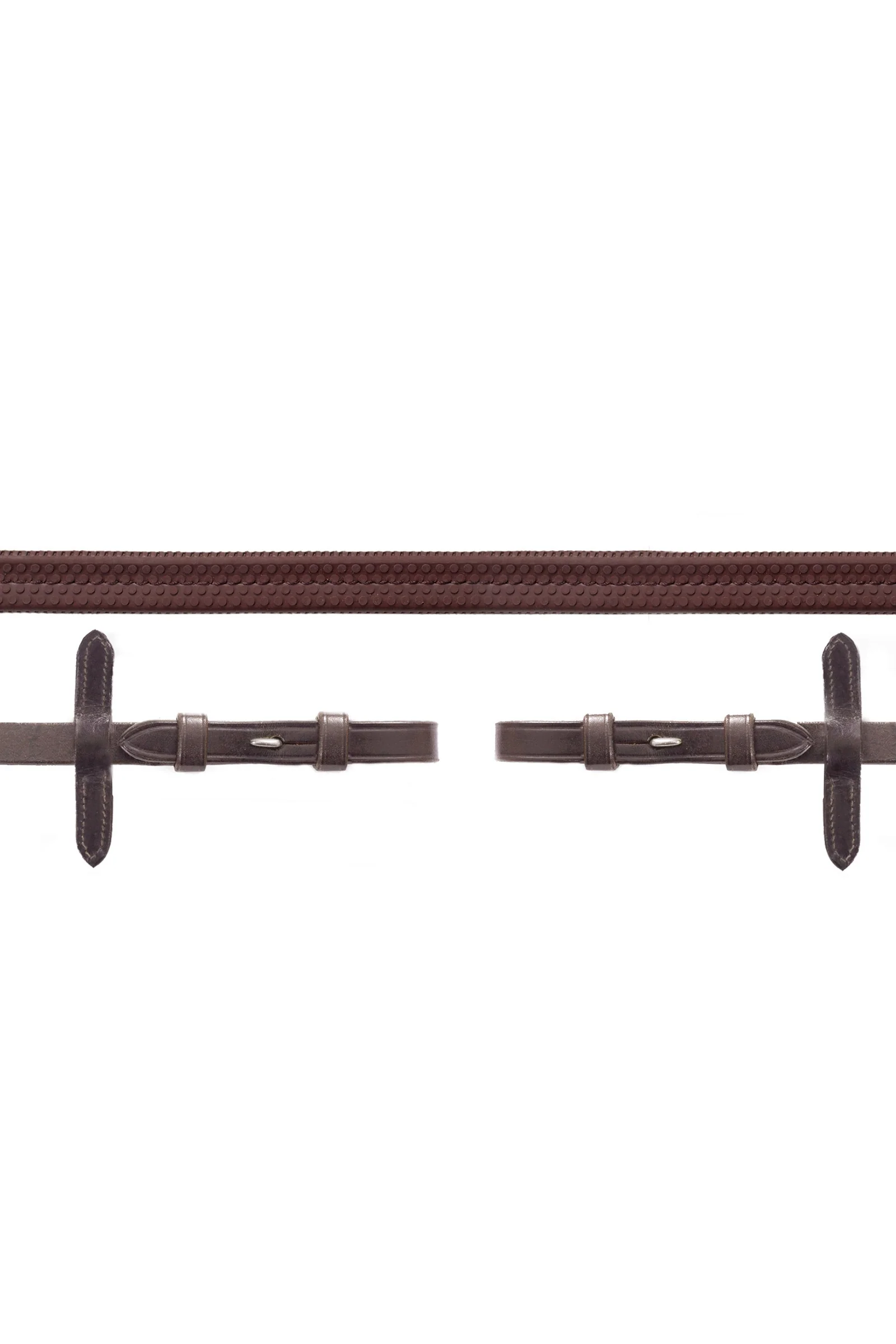 Rubber reins, hook & stud, Reins Basic Dark Brown/Silver X-Full
