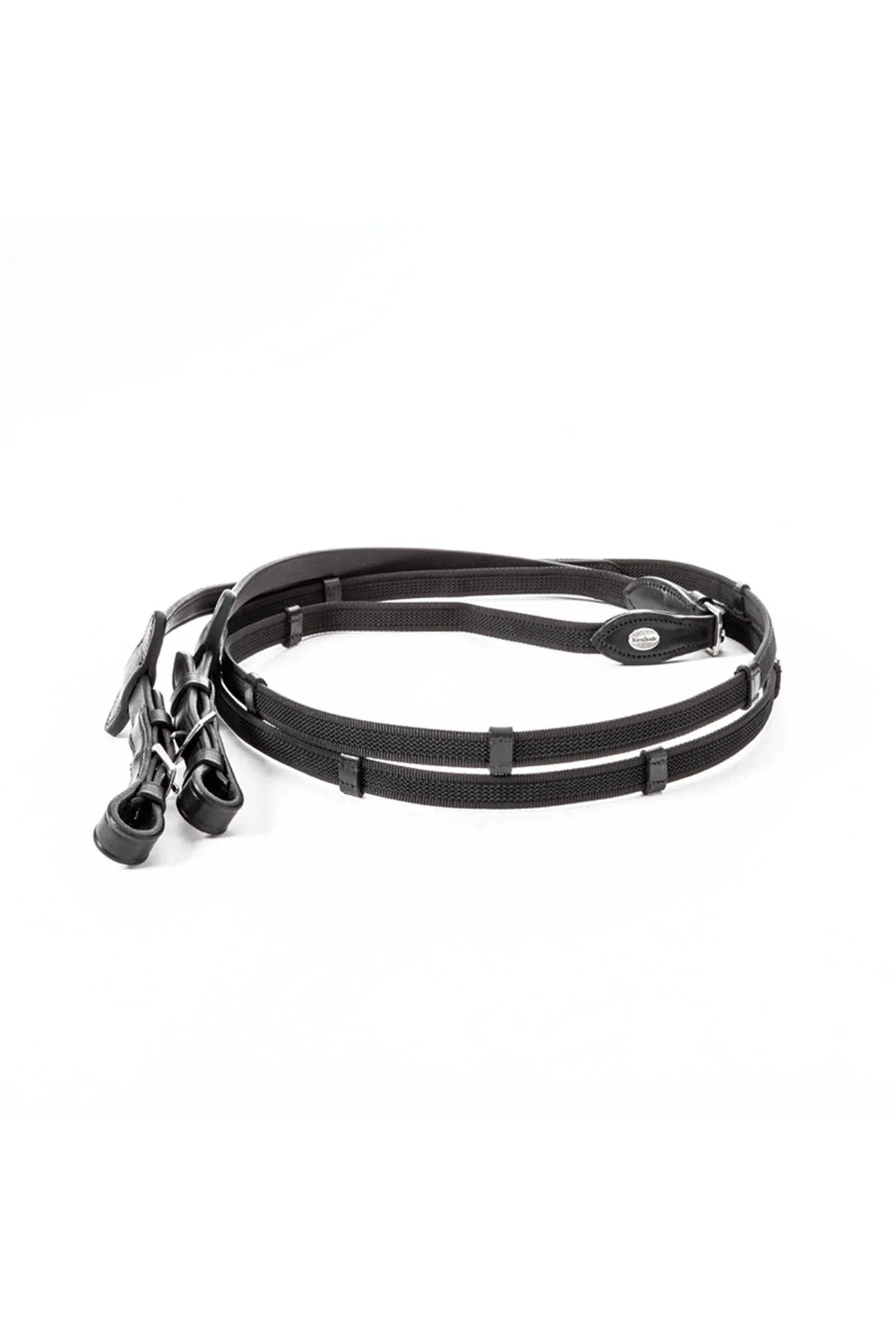 Rubberised reins with ridges, 16mm Black Extra Full