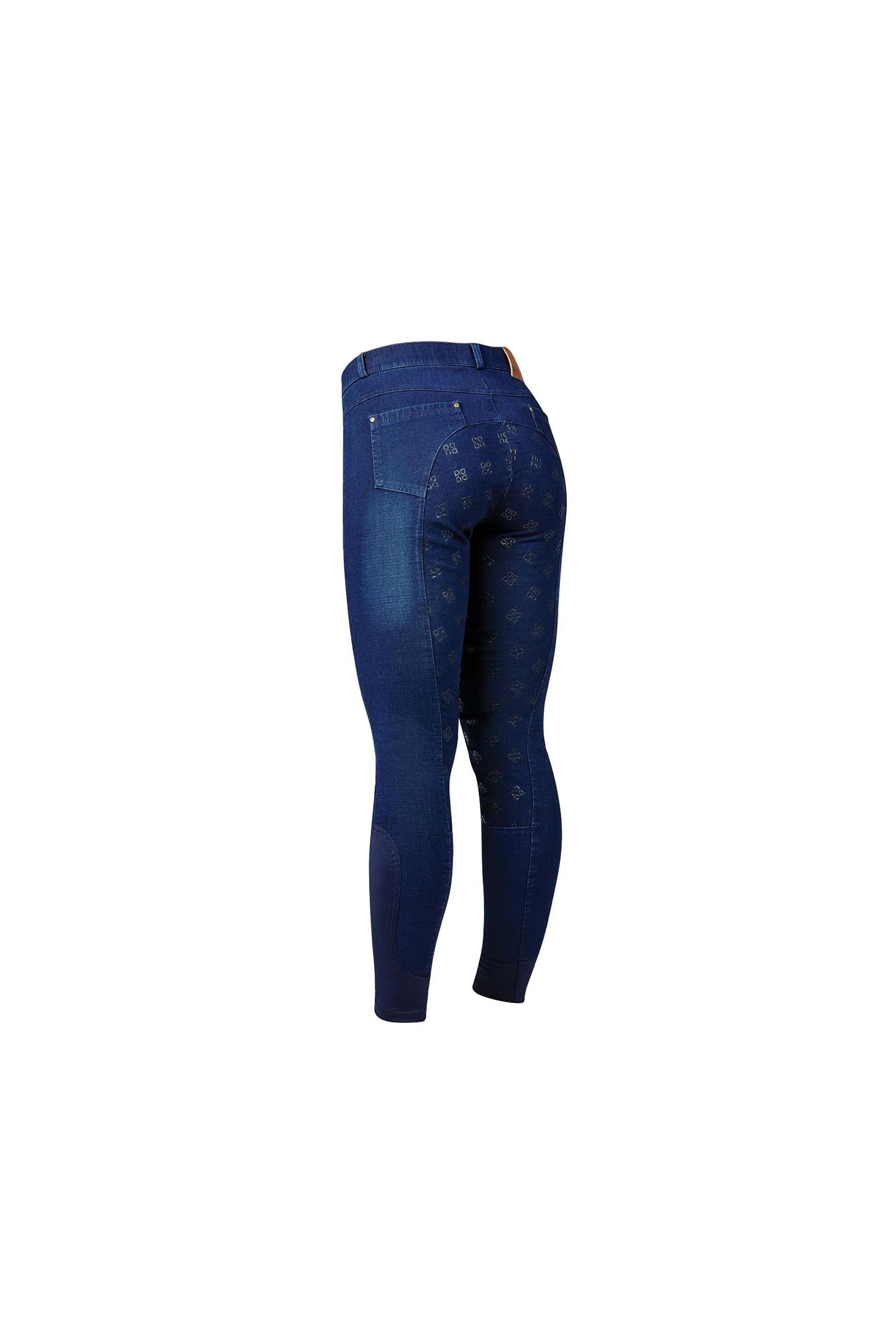 Shona Women's Full Grip Silicone Print Denim Breeches Light Denim Blue 12