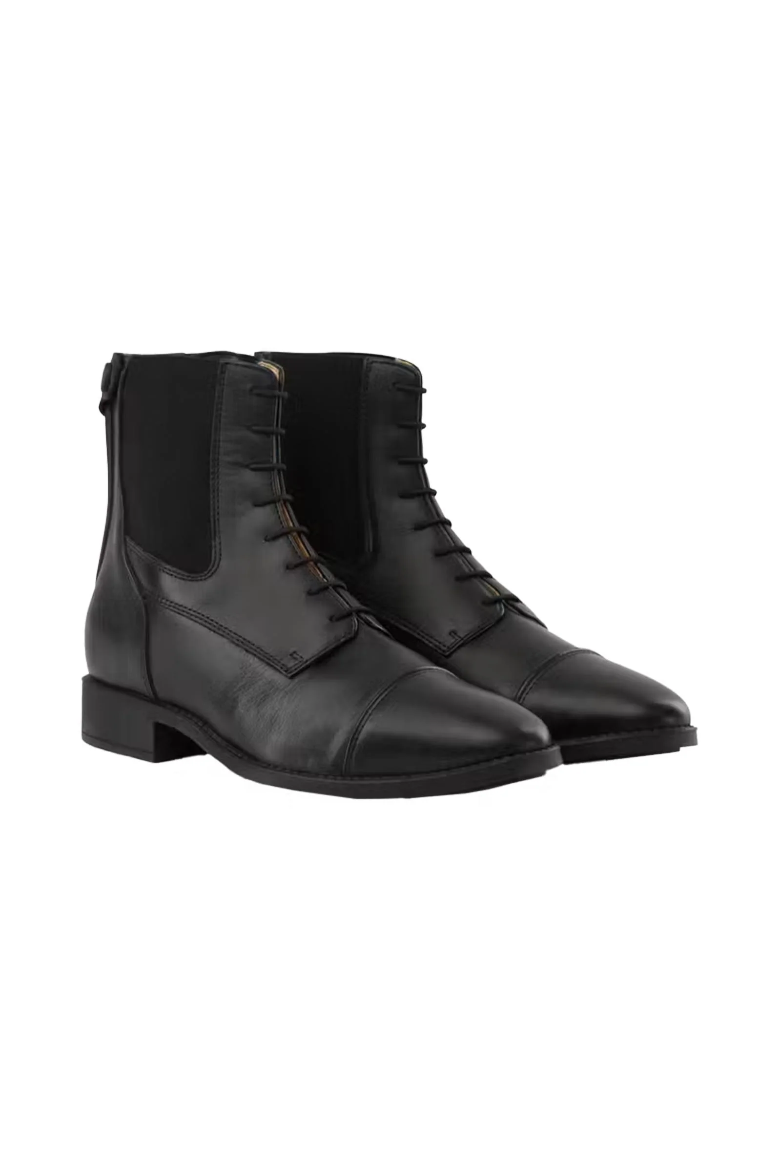Short Boots With Front Laces & Back Zipper Black 5