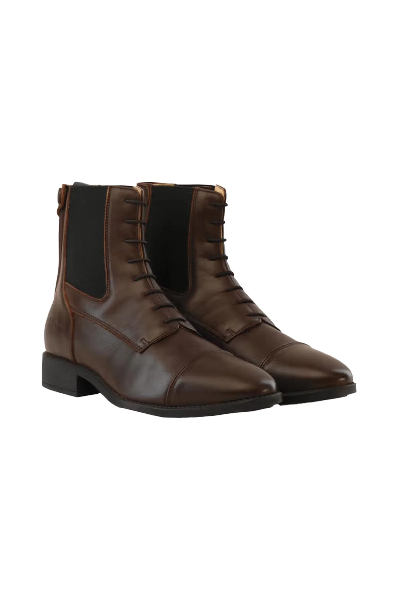 Short Boots With Front Laces & Back Zipper Brown 6
