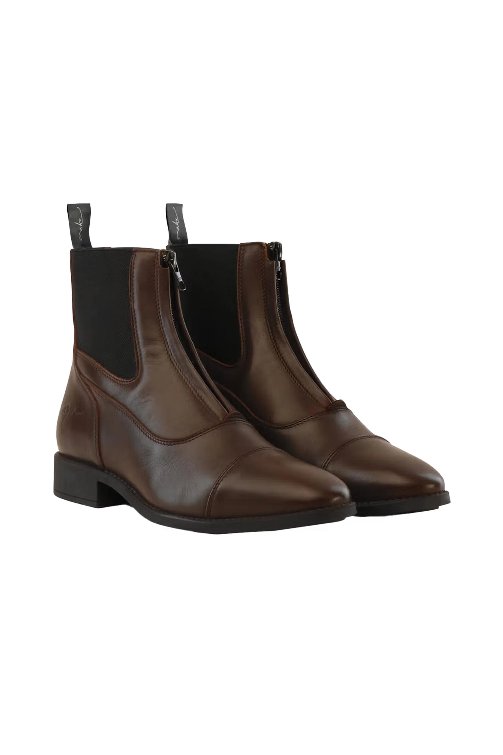 Short Boots With Front Zipper Brown 5