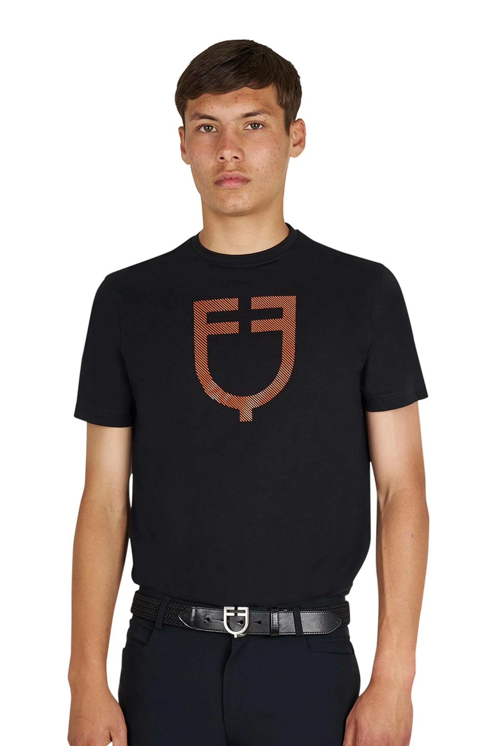 SS2026 Men's Basic T-Shirt With Glossy Logo Black/Black L