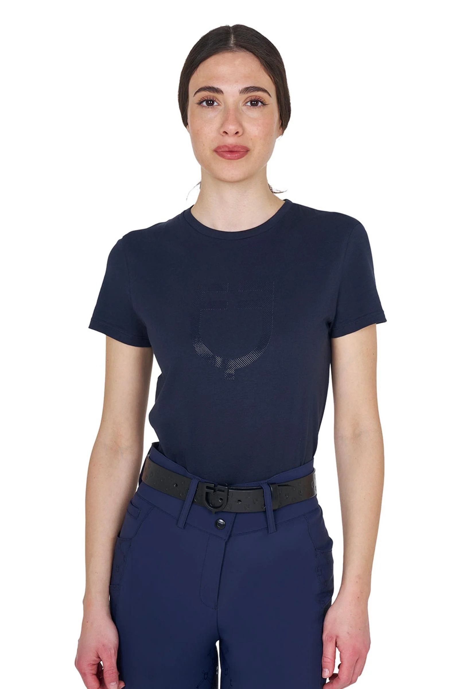 SS2026 Women's Glossy Logo Cotton T-Shirt Navy L