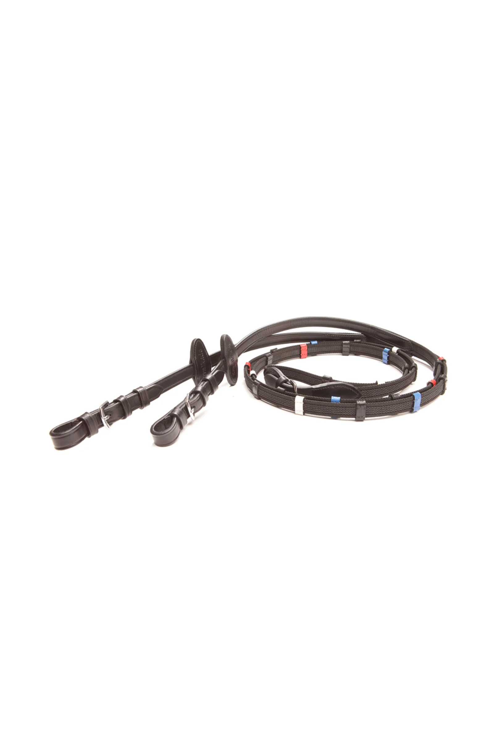 Training Rubberised Reins With Stops, 16 mm Black/Blue/Red SHP