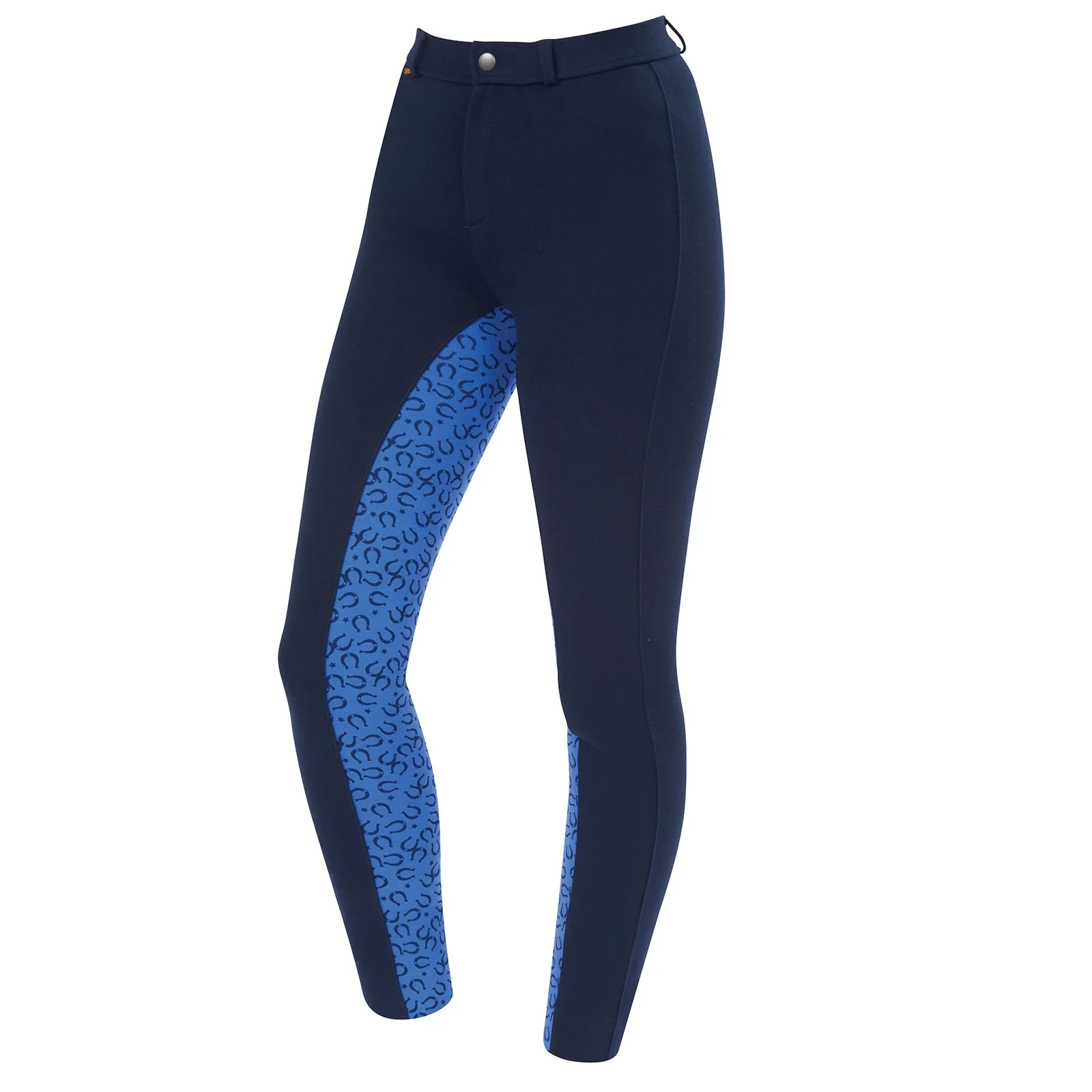 Warm Up Cotton Euro Seat Jodhpurs II, Jr Navy/Blue Horseshoe Print 4-5 years