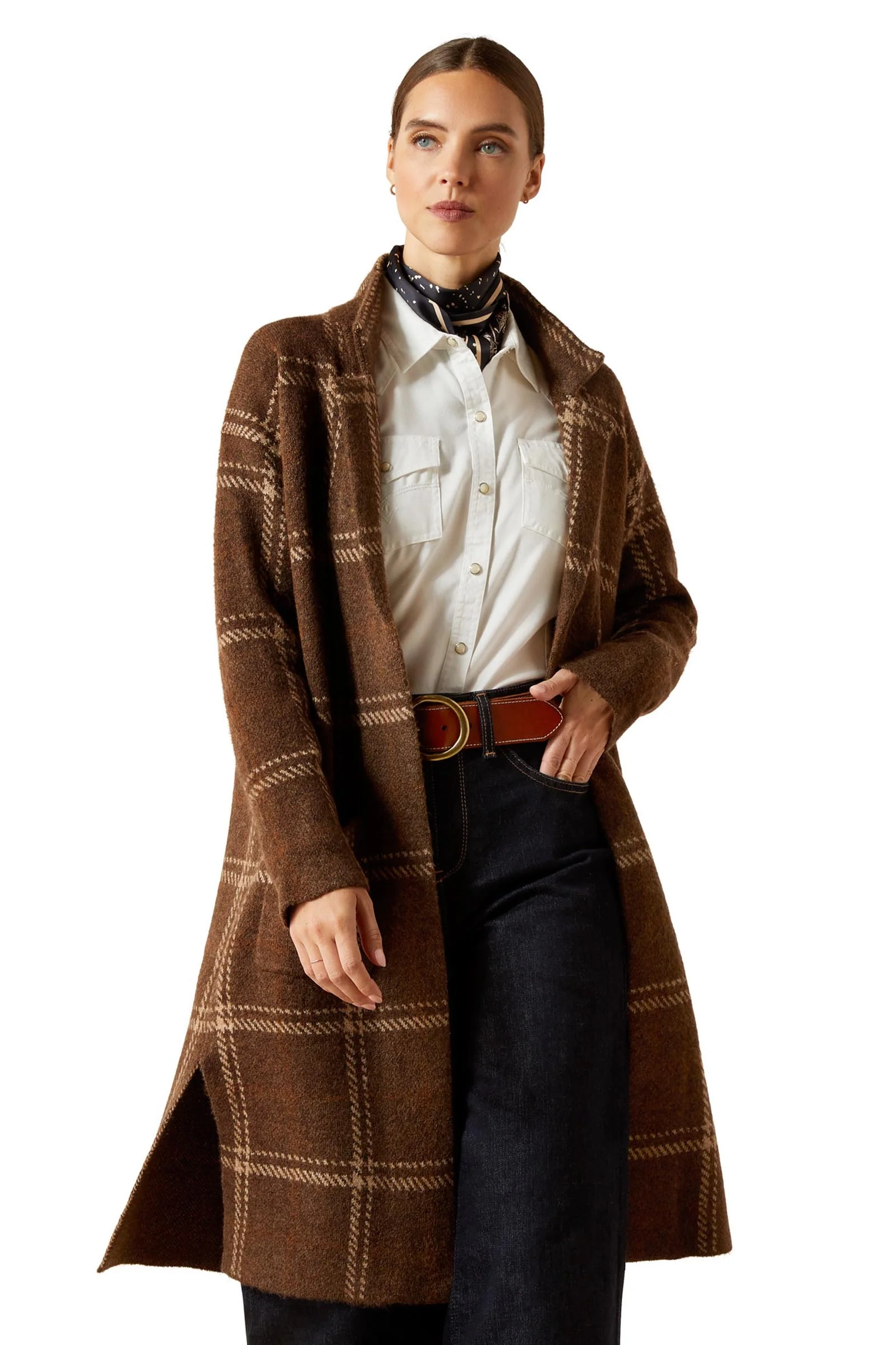 Women's Ballston Cardigan Sorrel Horse Plaid S