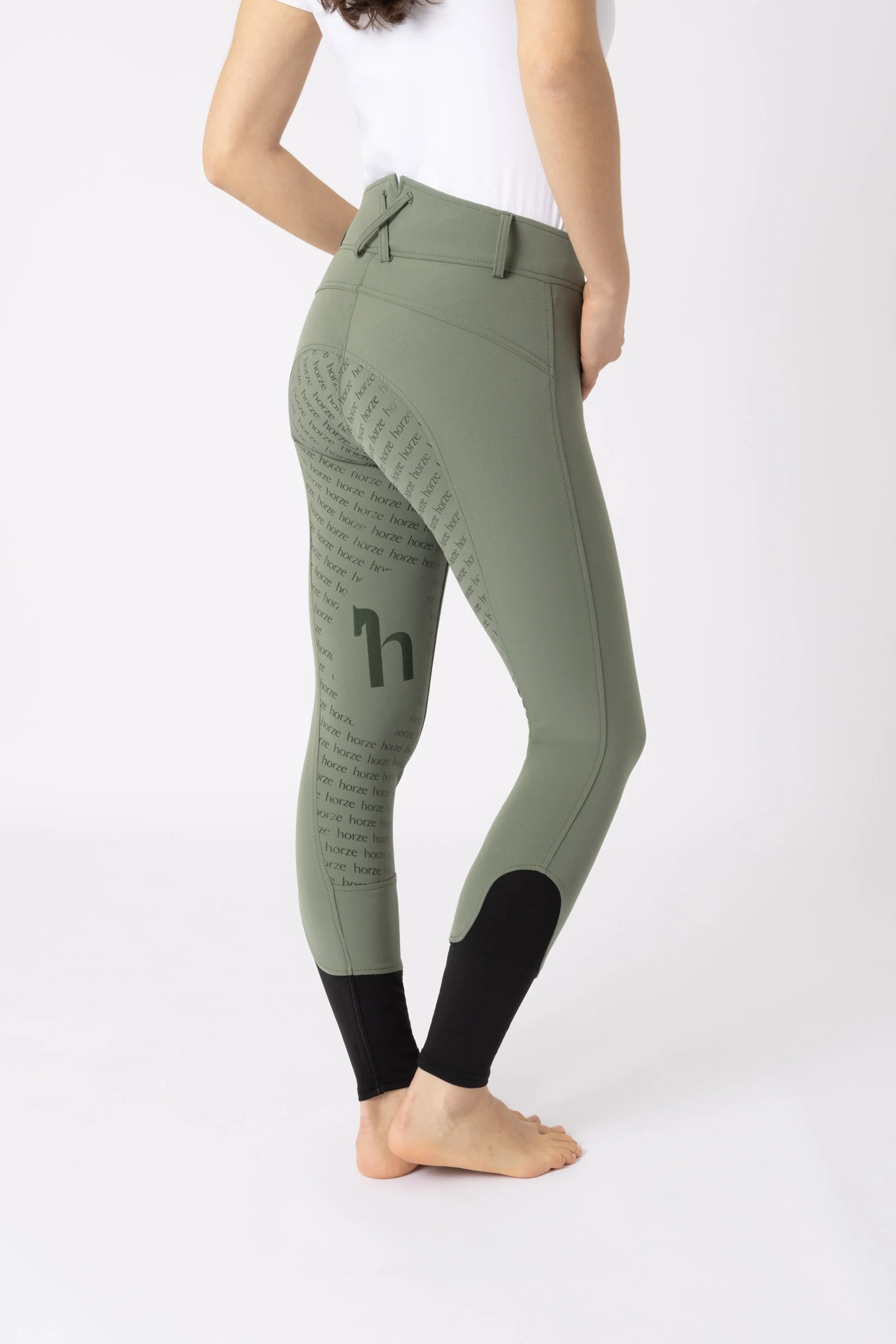 Women's High Waist Silicone Full Seat Breeches Khaki green 12
