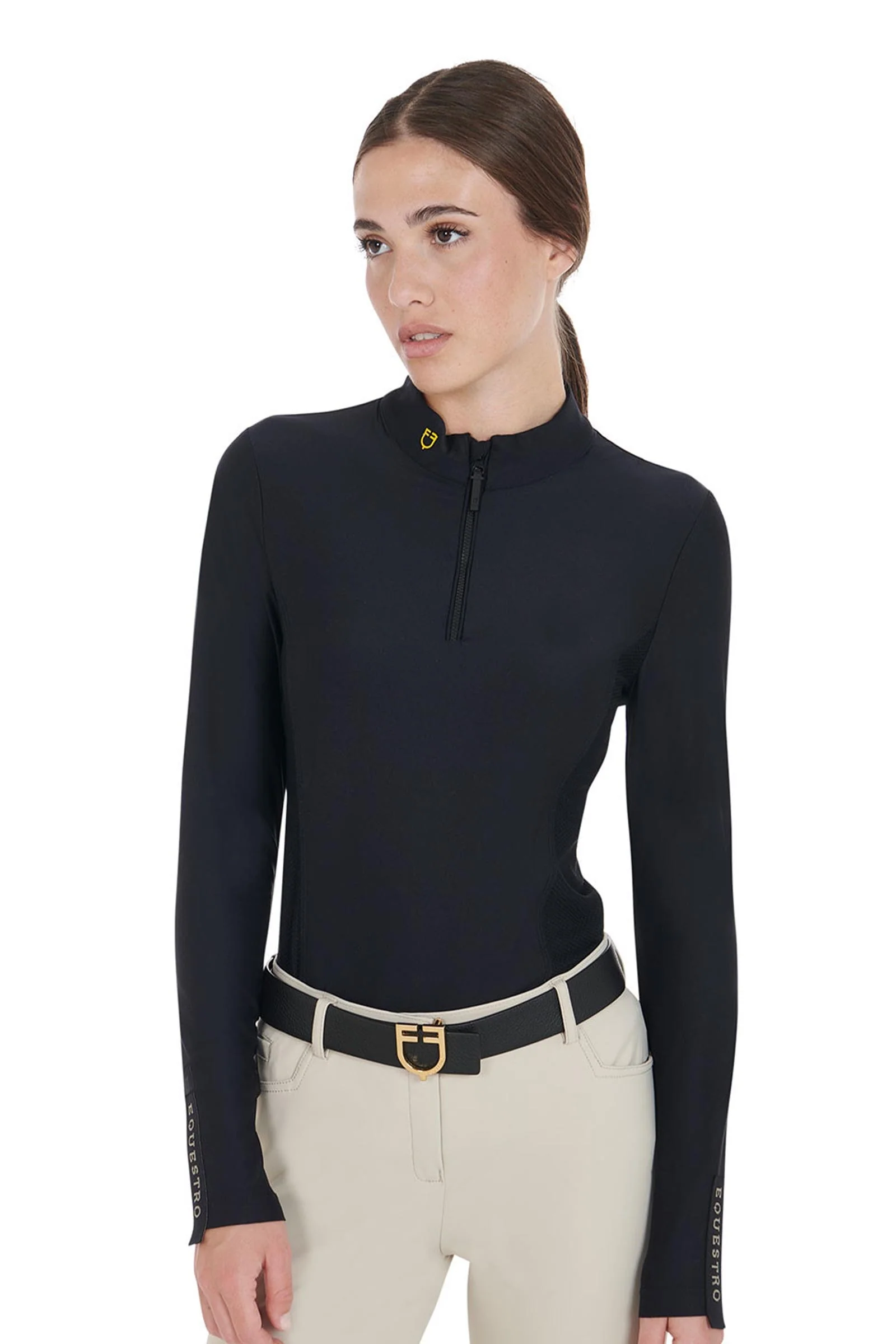 Women's Long-sleeved Training Technical Polo Shirt Black M