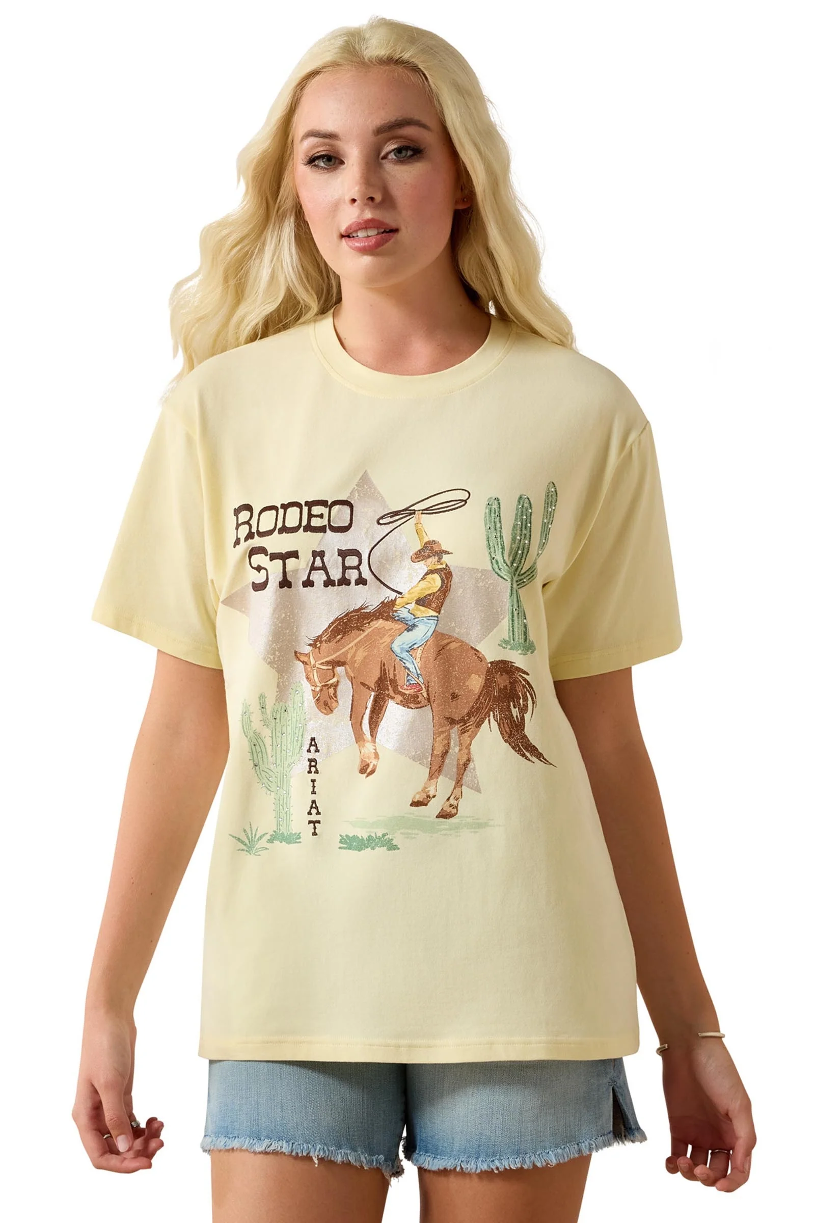 Women's Rodeo Star Boyfriend T-Shirt Pear Sorbet XS