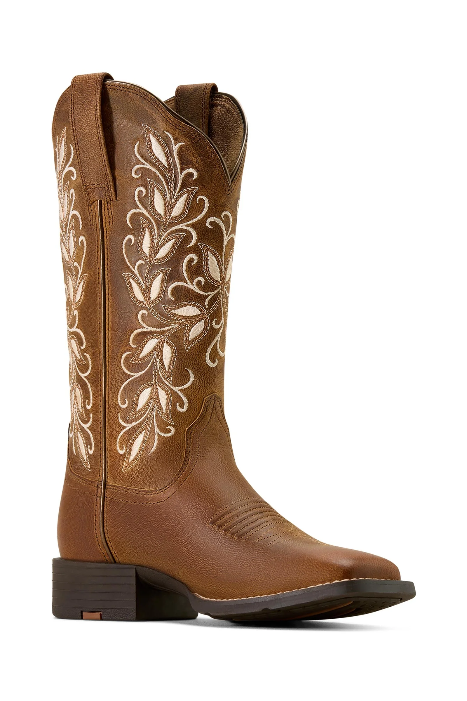 Women's Round Up Holly Wide Square Toe Western Boots Pearl 6