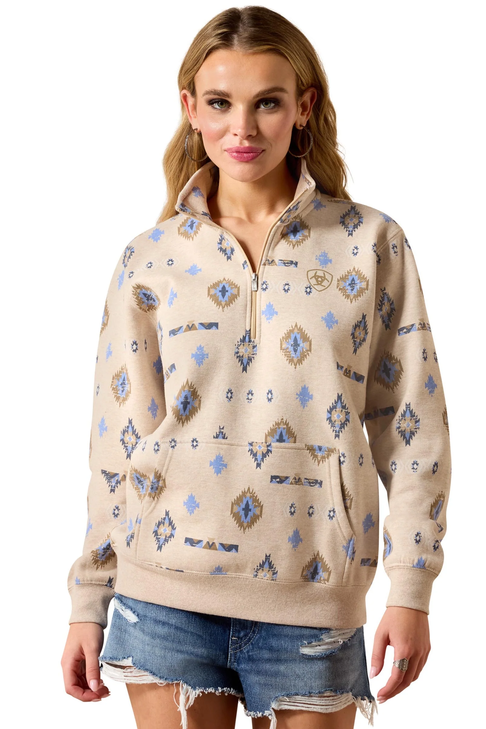 Women's Sapphire 1/2 Zip Sweatshirt Oatmeal Heather L