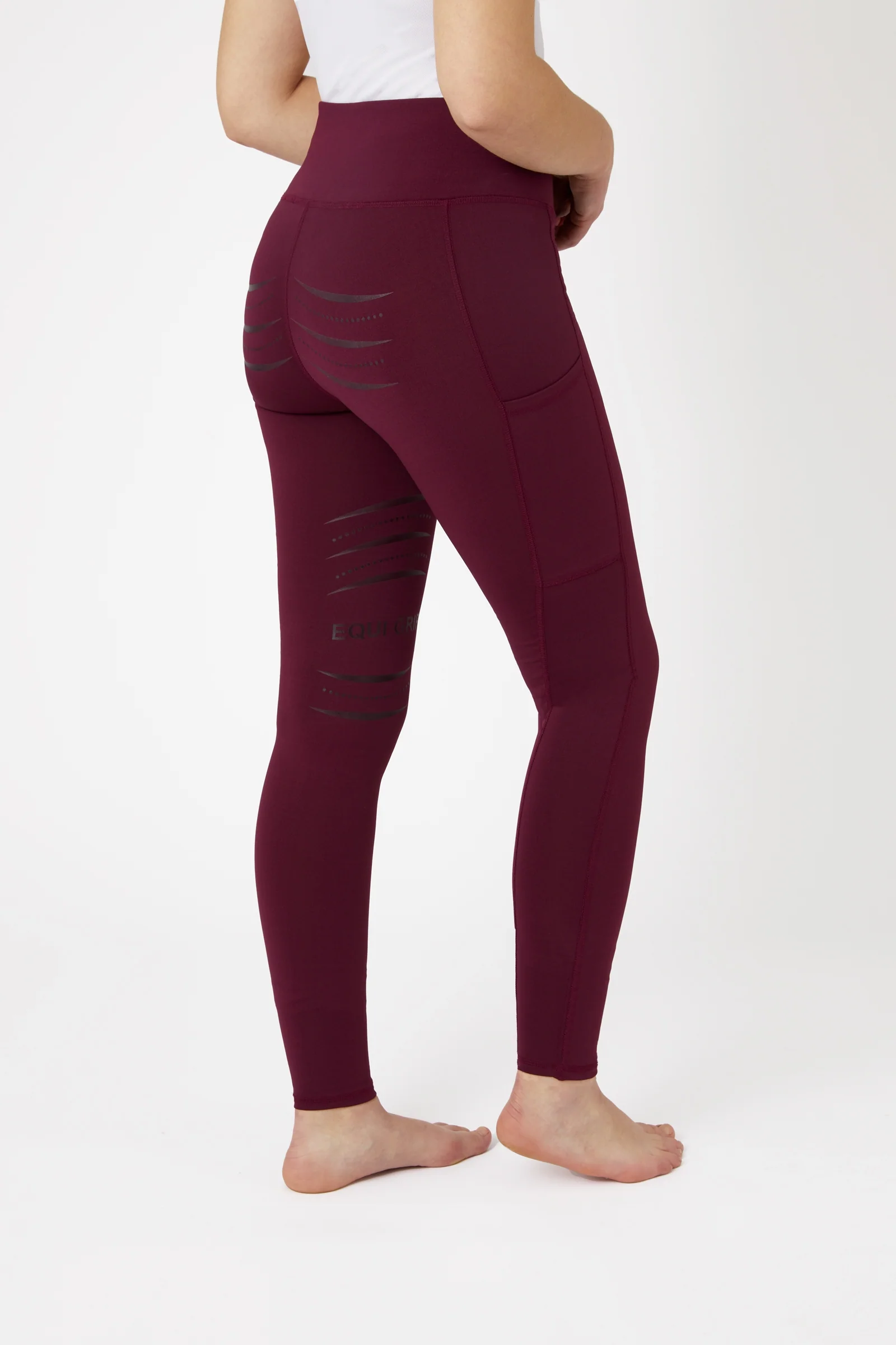 Women's Silicone Full Seat Riding Tights with Phone Pockets Dark Red 14