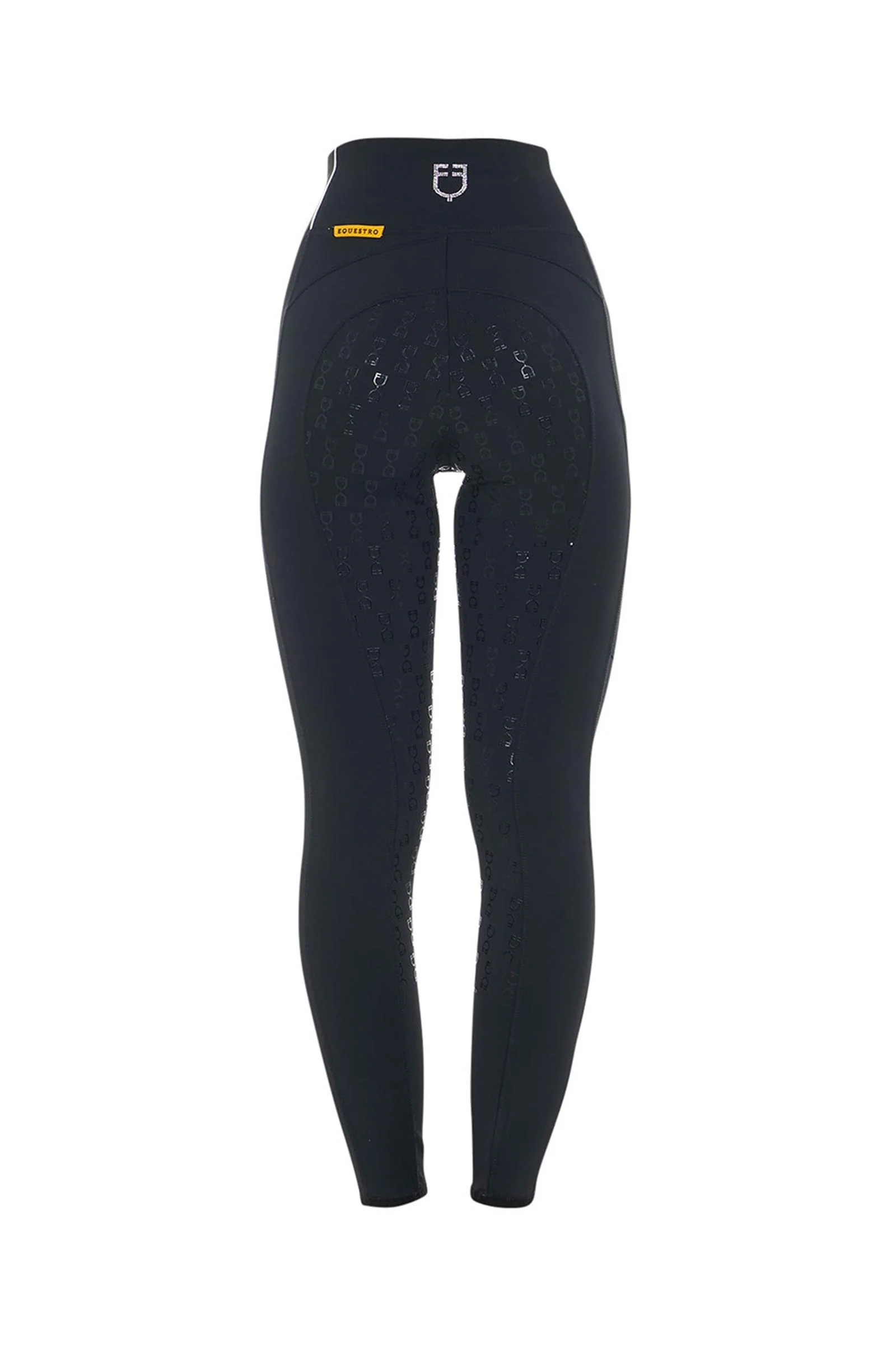 Women's Slim Fit Full Grip High-Waisted Leggings Rhinestones Black XS