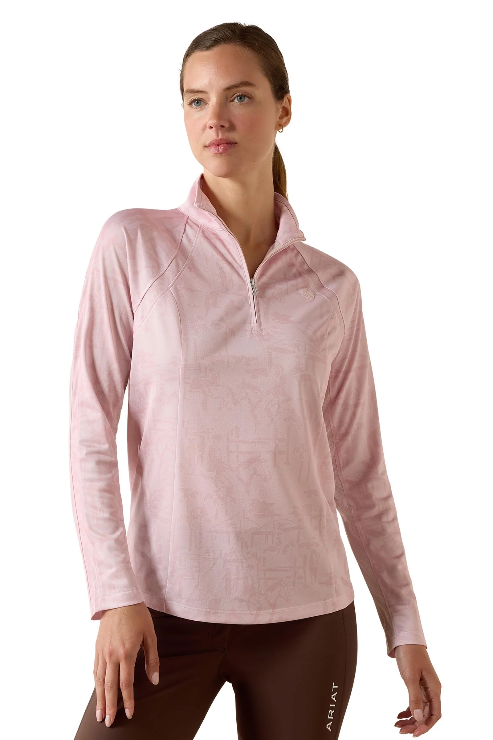 Women's Sunstopper 3.0 1/4 Zip Baselayer Sepia Rose Horse Park XS