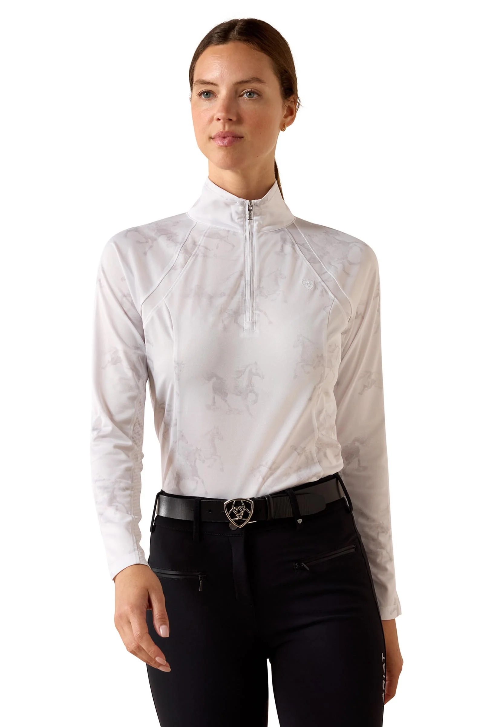 Women's Sunstopper 3.0 1/4 Zip Baselayer White Mirage Print M