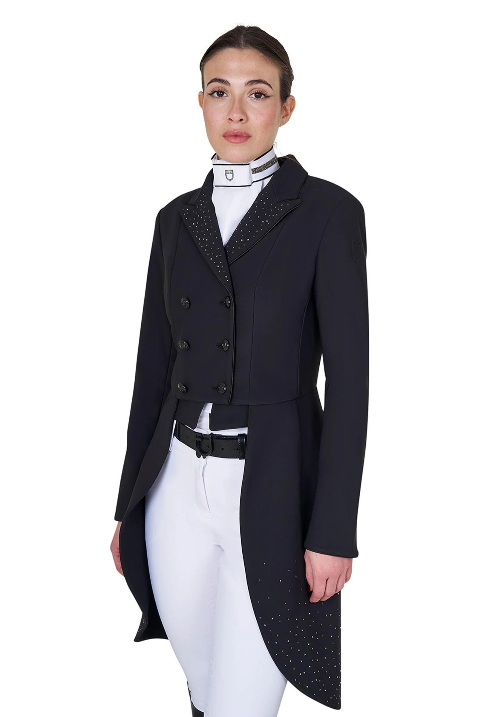 Women's Tailocoat in Technical Fabric With Rhinestones Black XL
