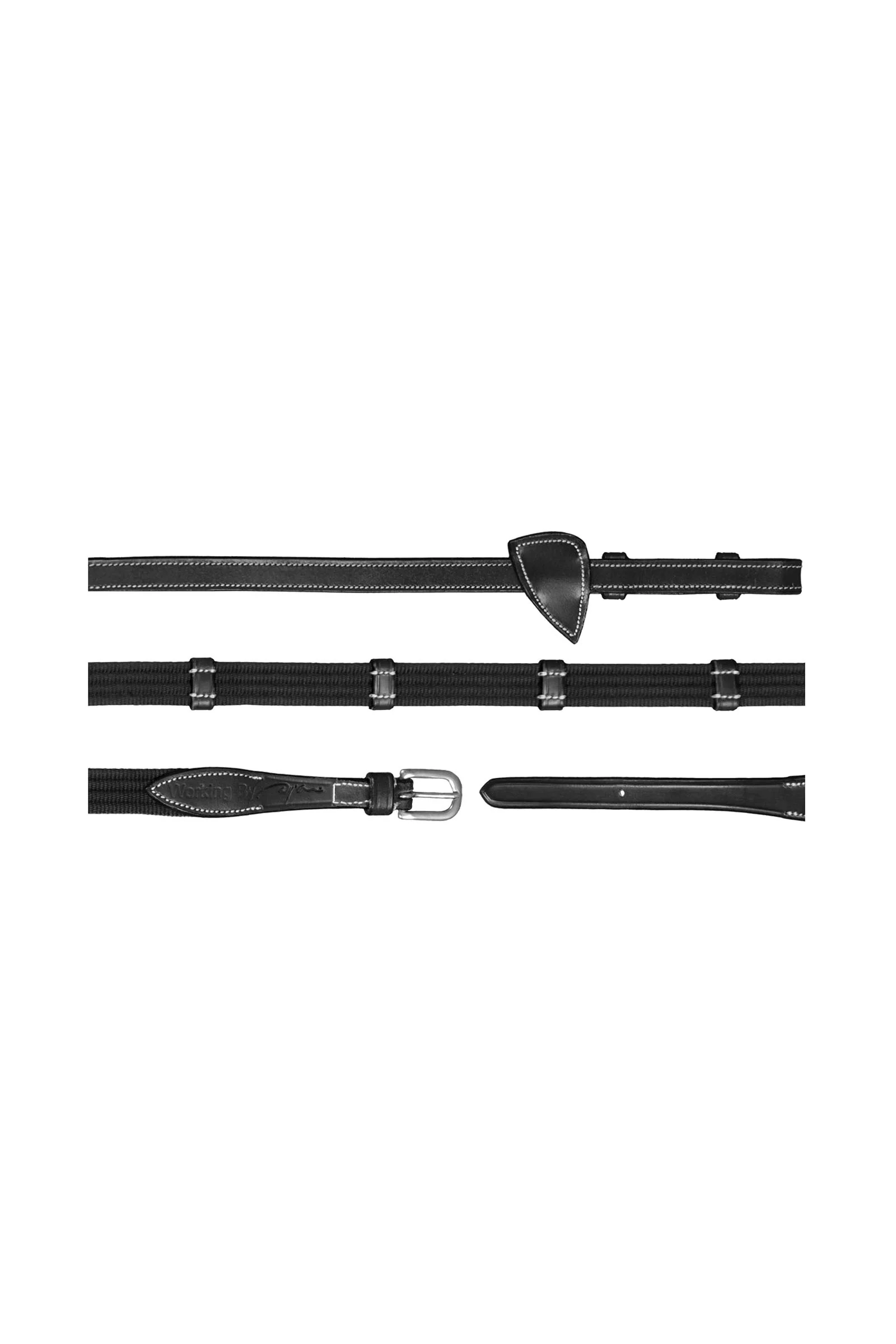 Working 5/8 Web Reins With 9 Leather Loops Black C
