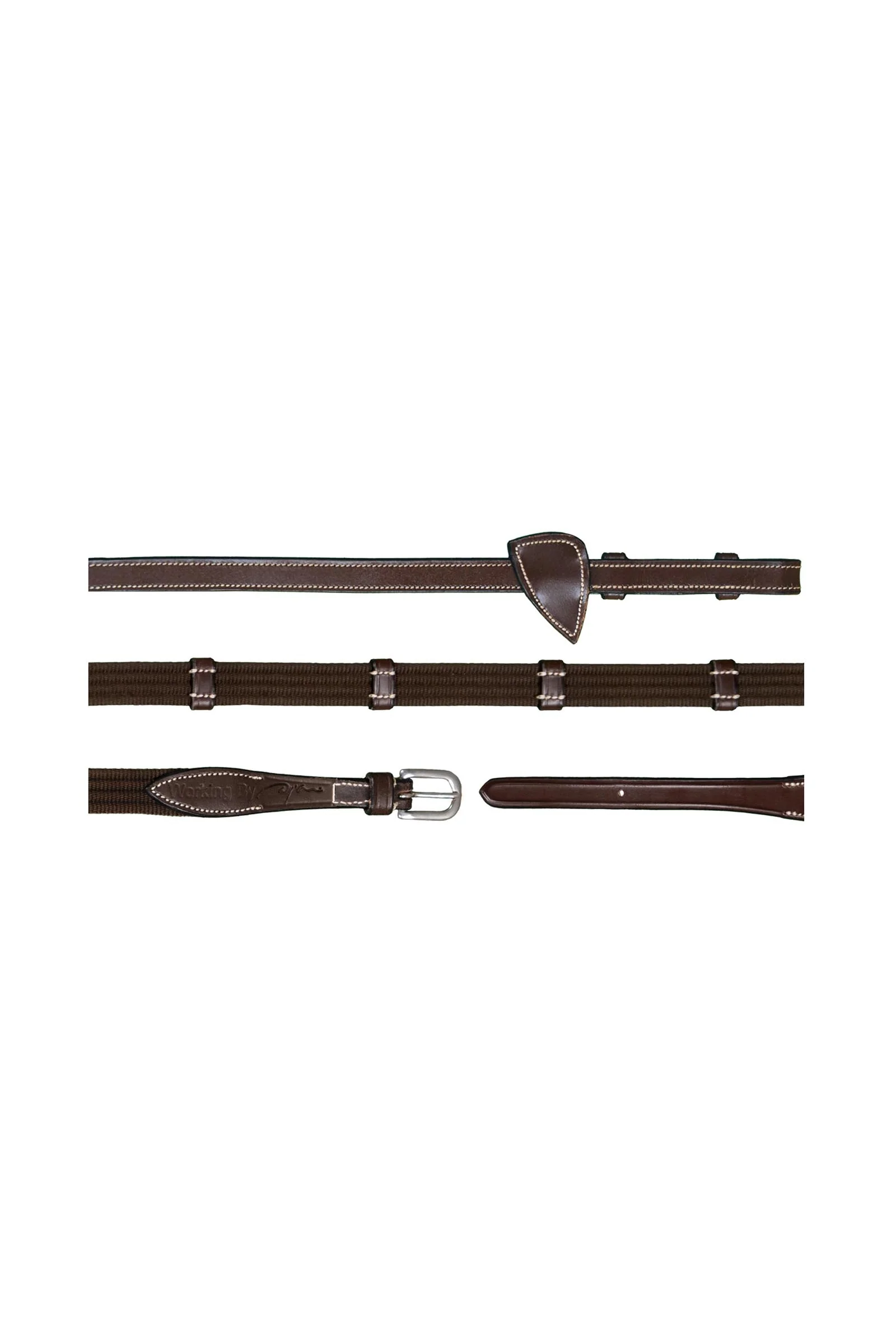 Working 5/8 Web Reins With 9 Leather Loops Brown F