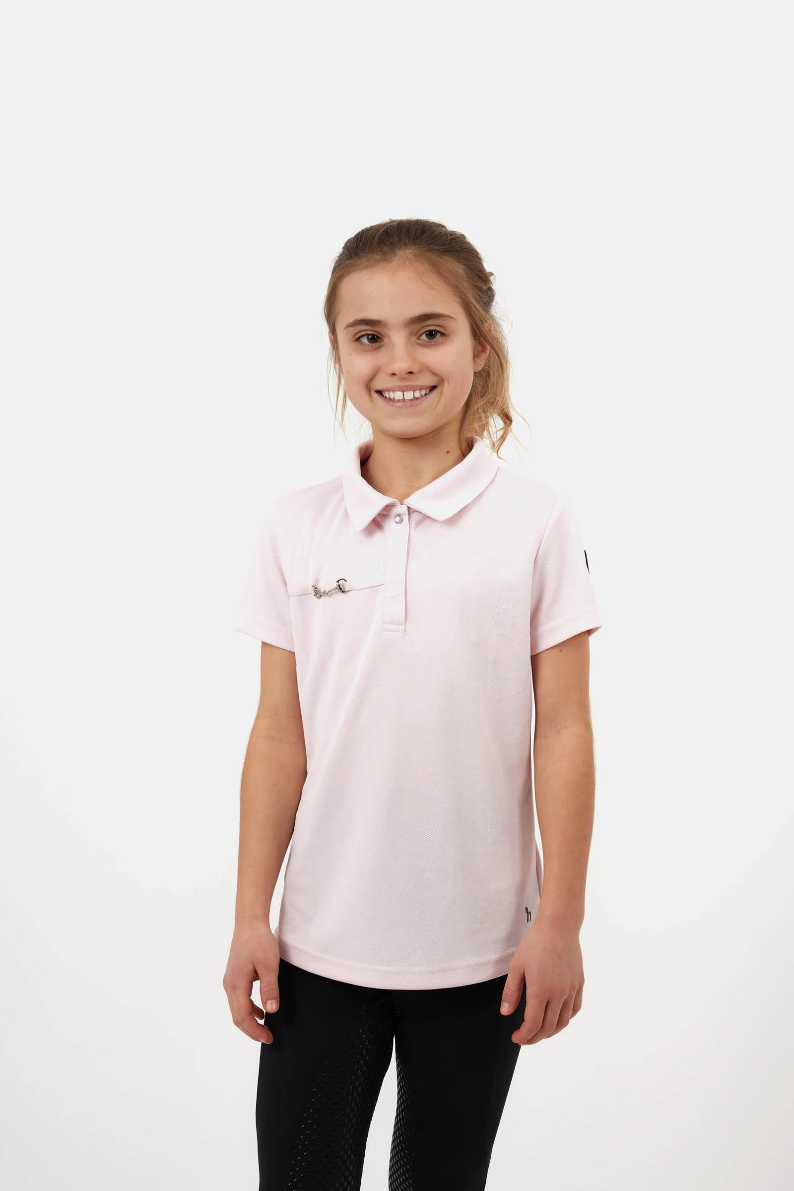 Young Rider Denise Functional Short Sleeve Polo Shirt Barely Pink 11-12 years