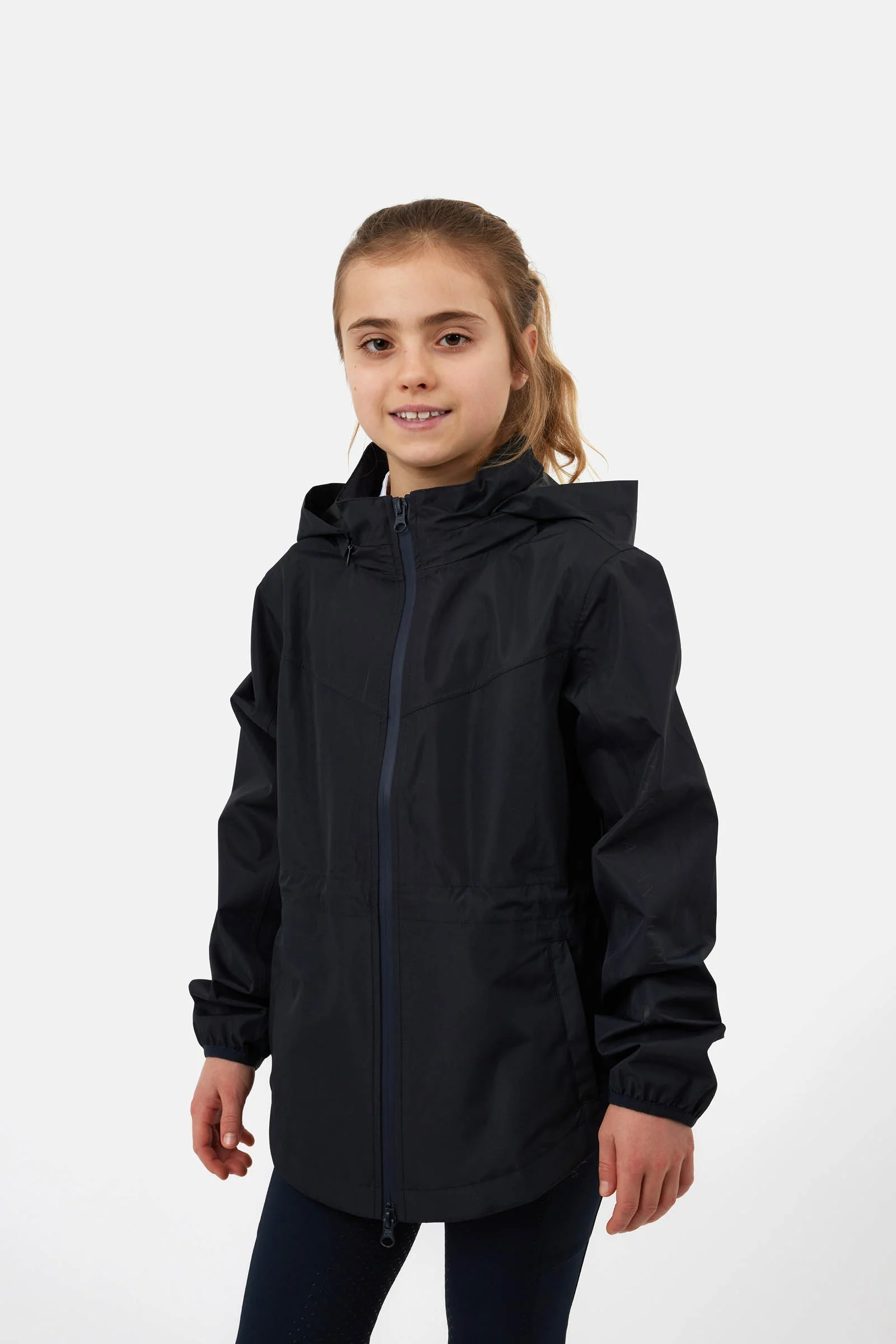 Young Rider Fiora Waterproof Stowaway Hood Jacket Dark Navy 8-10 years